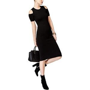 Michael Kors Black Bodycon Midi Cold Shoulder Dress Size XS